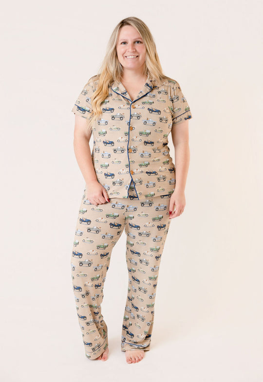 Cruising With My Dogs Mama Button Down Pajama Set