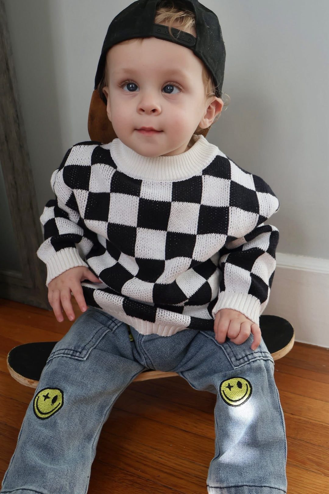 Checked Cotton Sweater
