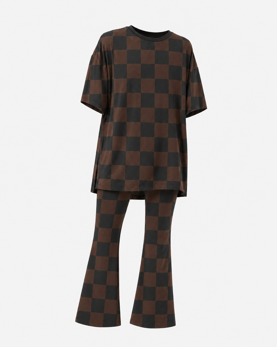 PREORDER Mocha Checks Flare Mama Lounge Set