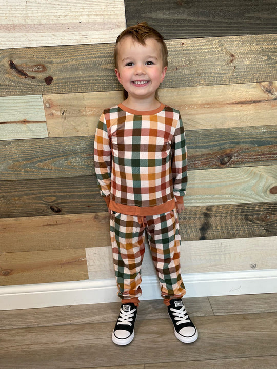 Fall Plaid Jogger Set