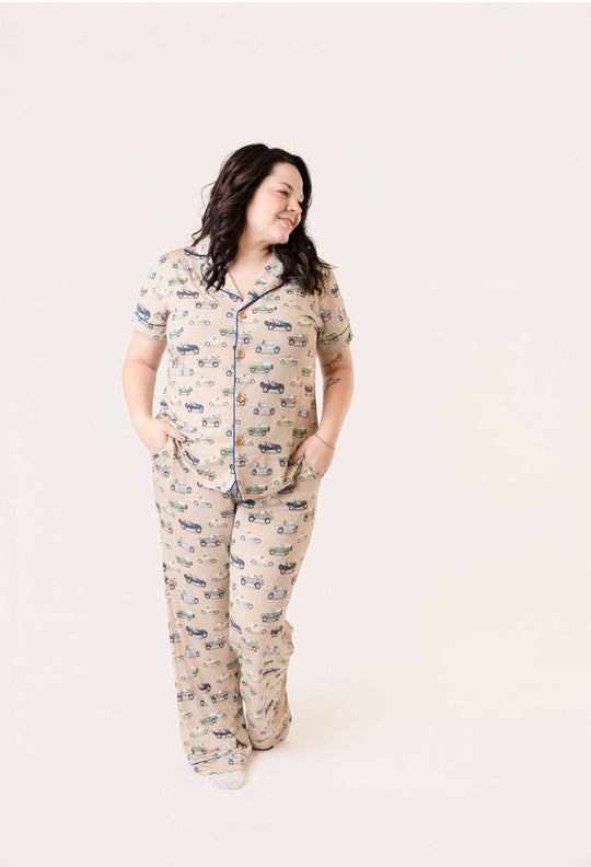 Cruising With My Dogs Mama Button Down Pajama Set