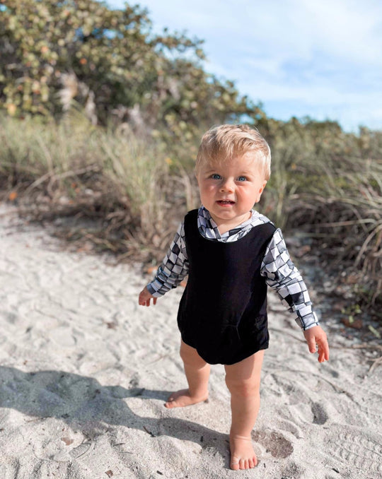 Lagoon Bubble Romper- Black Checks