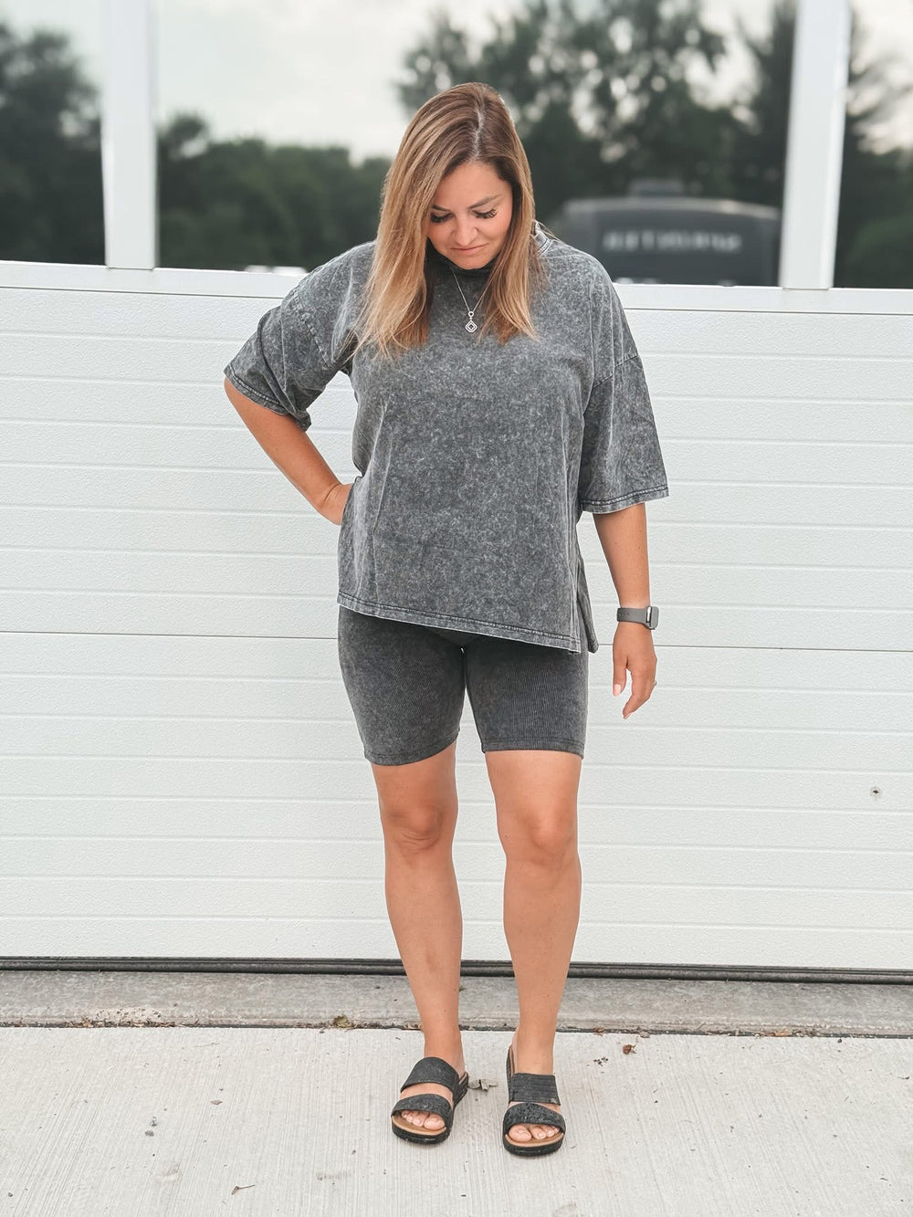 Onyx Ribbed Biker Short