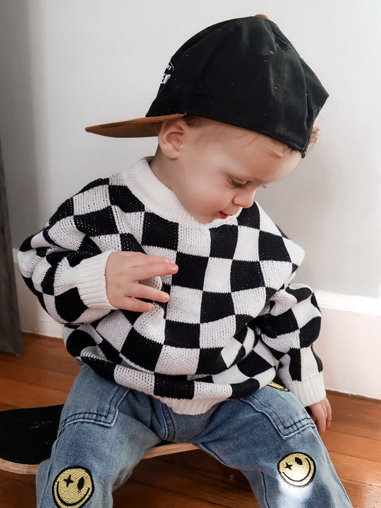 Checked Cotton Sweater