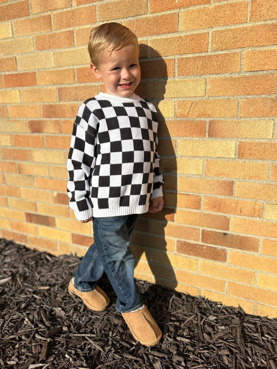 Checked Cotton Sweater